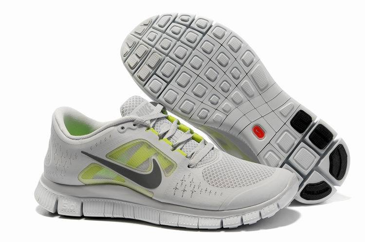Hot Nike Free5.0 Men Shoes Gray/White/Greenyellow